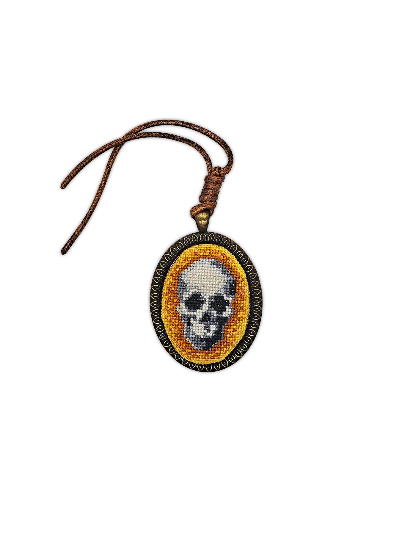Collar calavera color mostaza